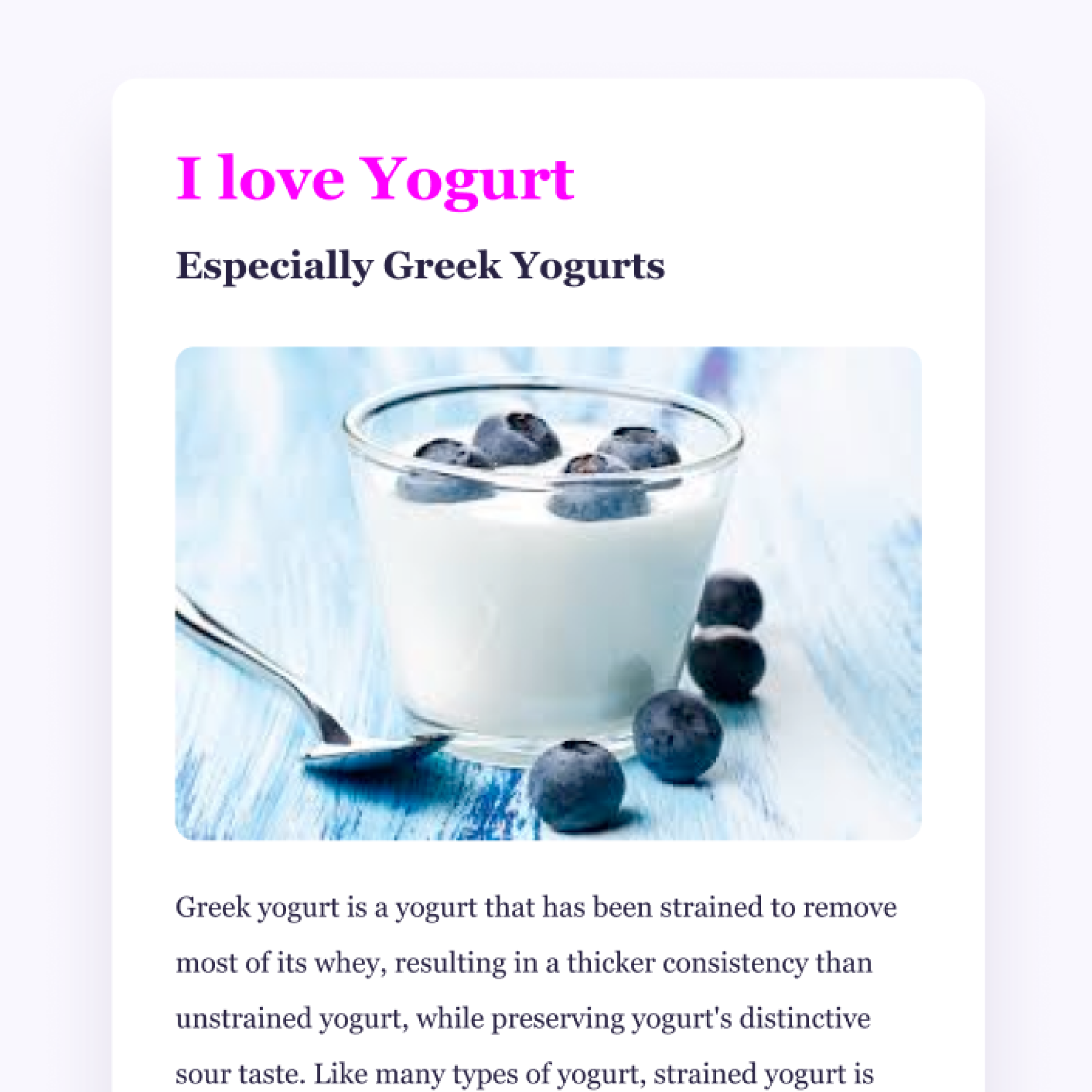 blog post of an article about yogurt